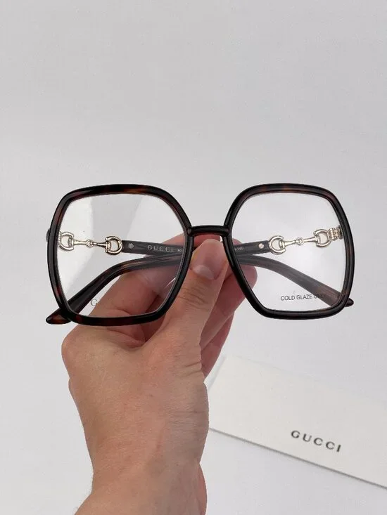 Gucci Women Eyeglasses Havana Square Oversized GG0890O 002 NEW AUTHENTIC