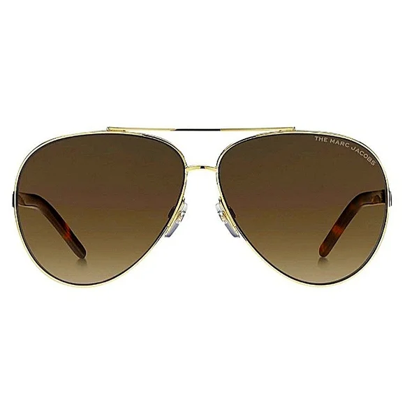 THE MARC JACOBS OVERHAUL AVIATOR SUNGLASSES DARK BROWN WITH GOLD HARDWARE NWT