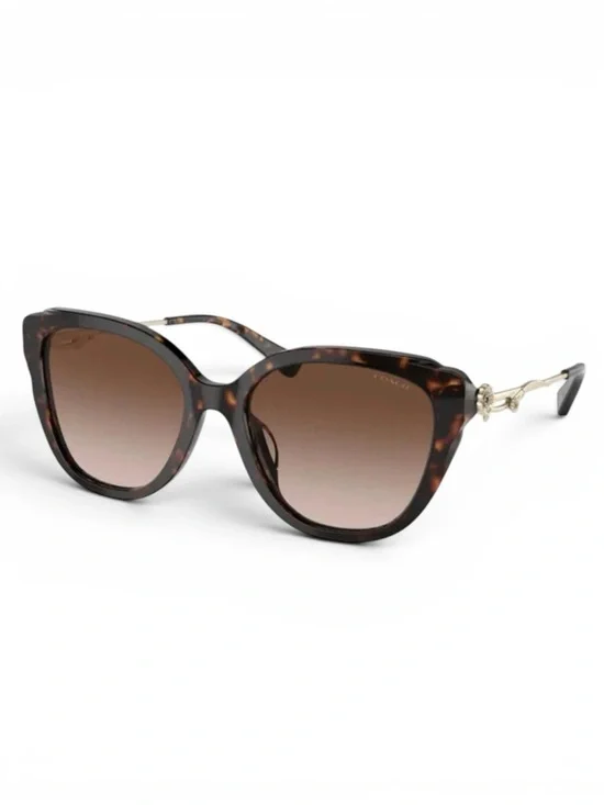 COACH Tea Rose Cat Eye Dark Tortoise Frame w/Brown Gradient UV Lenses w/Case