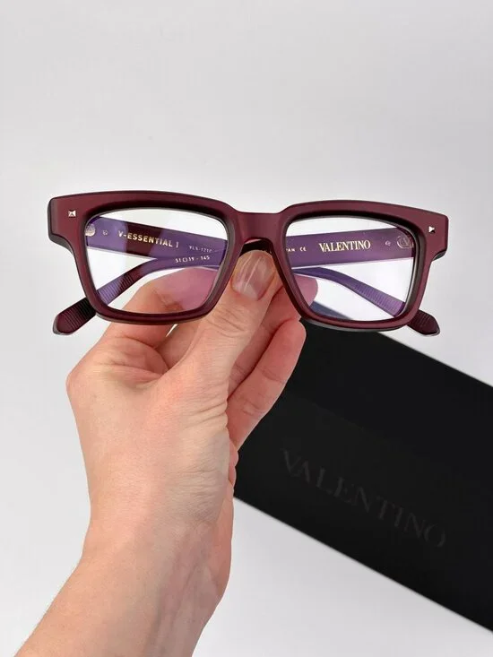 Valentino V-ESSENTIAL I Eyeglasses – Matte Burgundy Square Frame (VLX-121 C)
