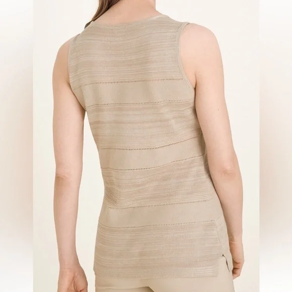 Chicos Womens 3 sleeveless top blouse tan knit neutral coastal beige