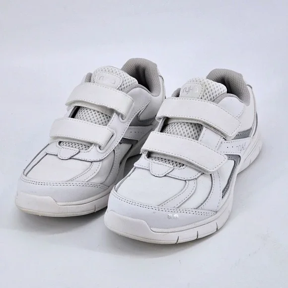 Ryka Danica White Silver Metallic Walking Shoes Sneaker Womens Size 7.5M