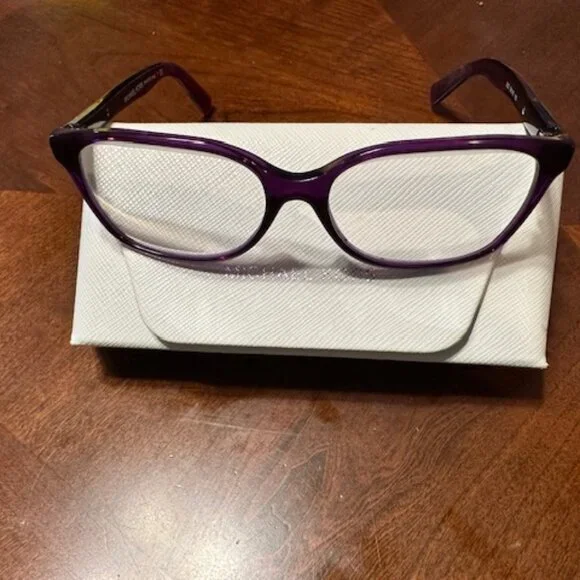 MICHAEL KORS PURPLE GLASSES - LENS ARE PRESCRIPTION. USE WITH OWN PRESCRIPTION.