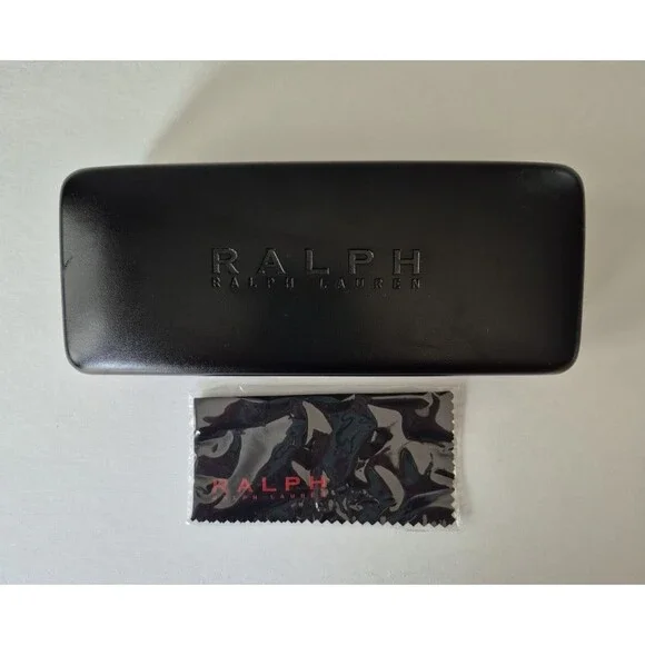 Ralph Lauren Black Hard Clamshell Large Sunglass Eyeglass Case with Cloth