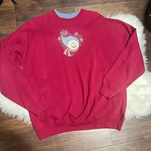 M & C Sportswear Christmas Snowman Sweatshirt Sz XL