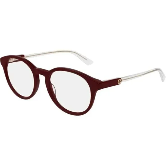 Gucci Burgundy Frame & Demo Lens Gg0485o 004 Women's Round Eyeglasses