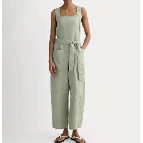 Everlane The Linen Utility Coverall Jumpsuit Seagrass Green Size 4 NWT