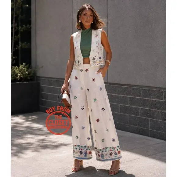 ZARA Co-Ord Set Sleeveless Vest Wide Leg Pants NWT Rare
