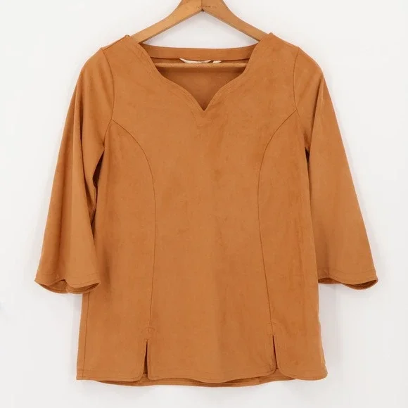 Soft Surroundings Faux Suede Tunic‎ Top Womens Western Coastal Cowgirl Size S