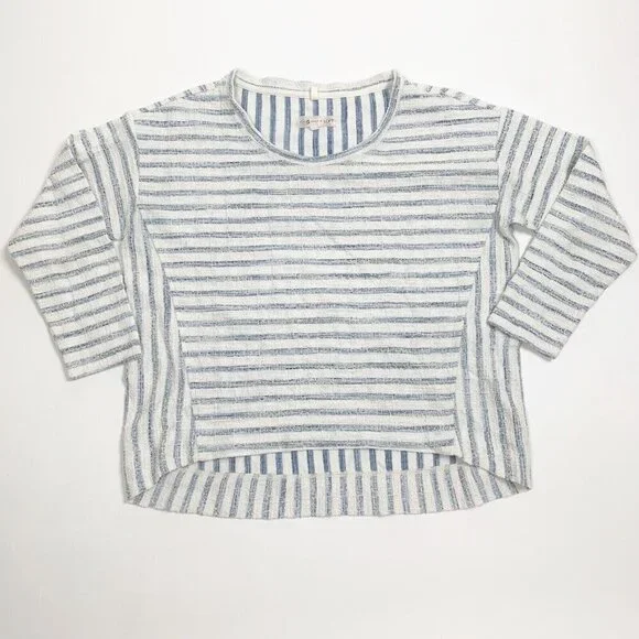 Lou & Grey for LOFT Womens Blouse Blue & White Striped Size S Long Sleeve