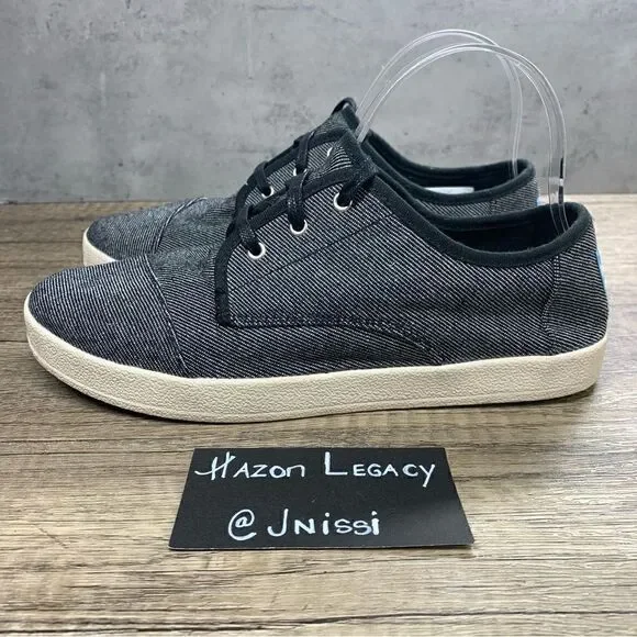 TOMS~Women’s~”Paseo” Black Twill Chambray  Lace Up Sneakers~Size 8.5‎