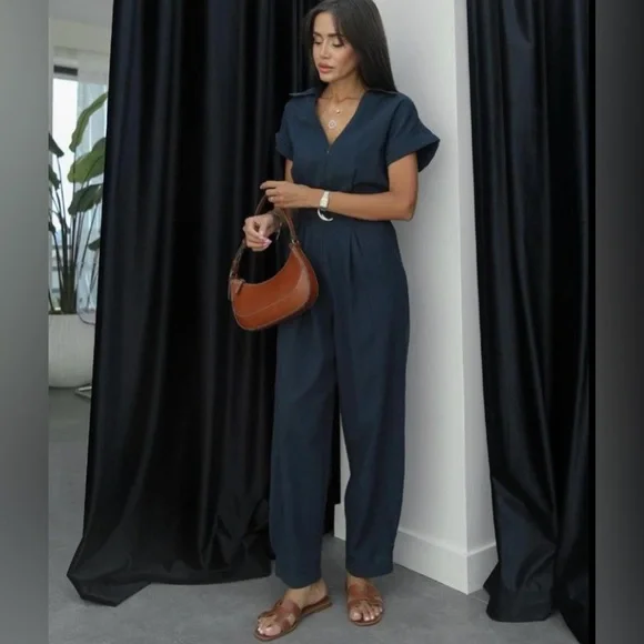 ZARA BLOGGERS’ FAVORITE BELTED LINEN BLEND JUMPSUIT