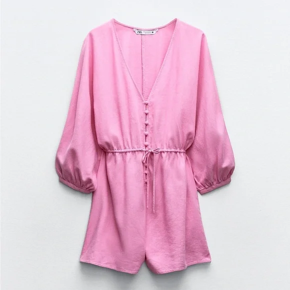 ZARA BLOGGER FAVORITE LINEN BLEND SHORT JUMPSUIT