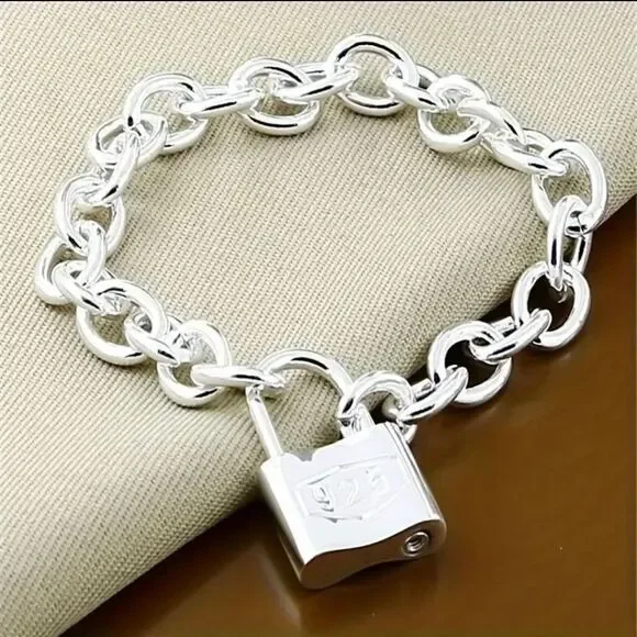 Sterling Silver Lock Bracelet