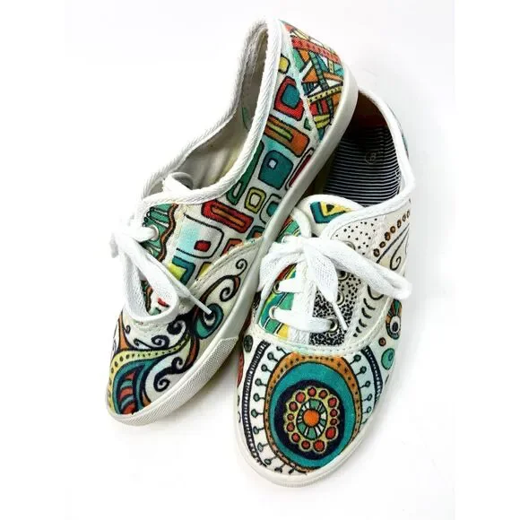 Custom Hand-Painted Canvas Sneakers Sz 8