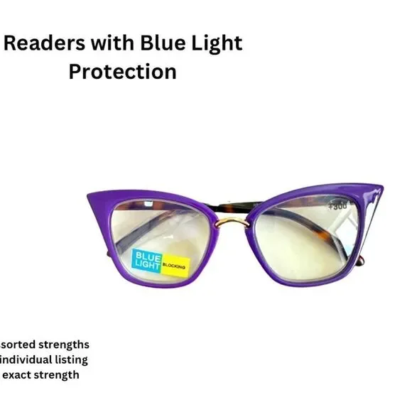 💼 Readers with Blue Light Protect. We Purple  Frames Contemporary Cat Eye