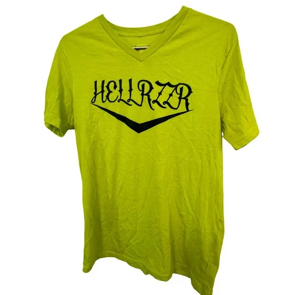 Retro Green Hellrzzr Magazine Sacramento CA V-Neck Women’s M T-Shirt Skate