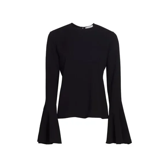 FRAME Elegant Flutter Bell Sleeve Blouse Women Sz XL in Black NEW $398