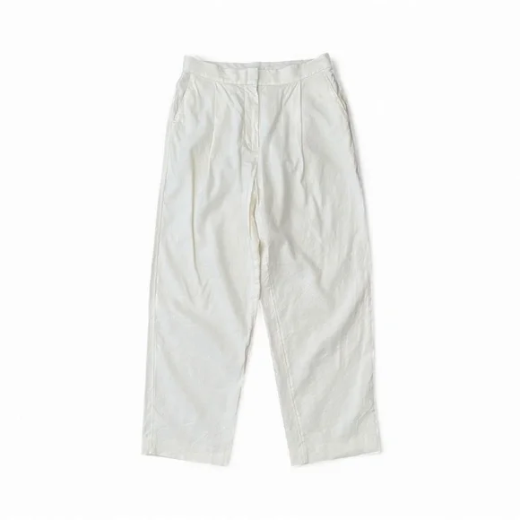 Artizia Wilfred Linen Blend White High Waisted Cropped Dress Pants Size 8