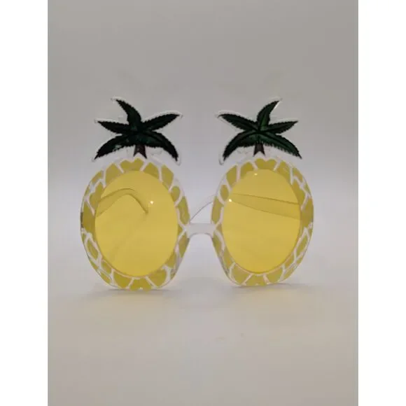 Pineapple Novelty Sunglasses Yellow Lenses Tropical Party Fun Glasses