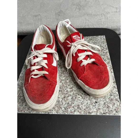 Vans Old Skool Red Suede White Stripe Low Top Skate Sneakers Womens 10 Mens 8.5