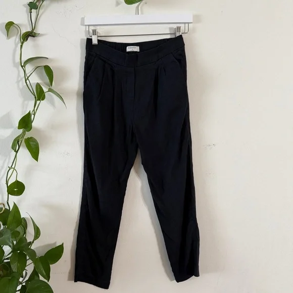 Babaton Aritzia Black Straight Leg Linen Blend Pants