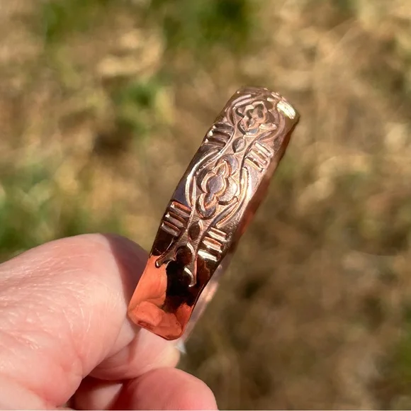 Navajo Hand Made Floral Copper Bracelet