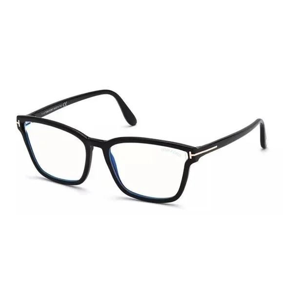 New Authentic Tom Ford FT5707-B-001-55 Rectangular Eyeglasses