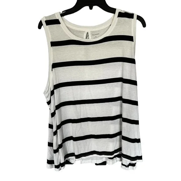 Halogen sleeveless black white strip split back 3X