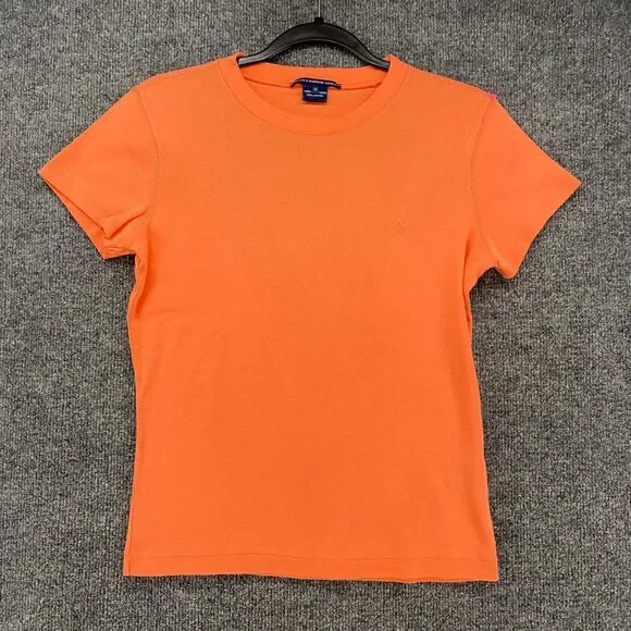Ralph Lauren Sport Top Womens M Orange Crew Neck Y2K Classic Old Money‎ Preppy