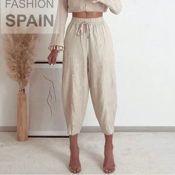 Zara Linen Blend Pants New Sand