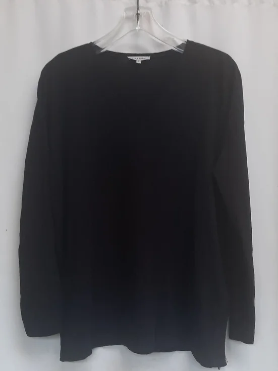 Lisa Todd 100% Cotton Black V-Neck Long Sleeve Tee