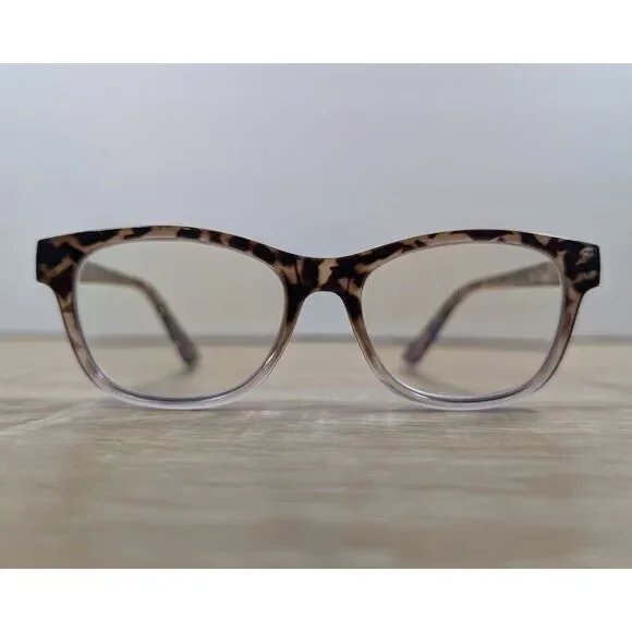 Tortoiseshell Rectangular Eyeglass Frames Brown Clear Lenses Readers 1.50