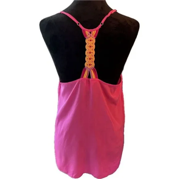 Lilly Pulitzer Women's Silk Tank Top‎ Pink with elegant back Detail Size M