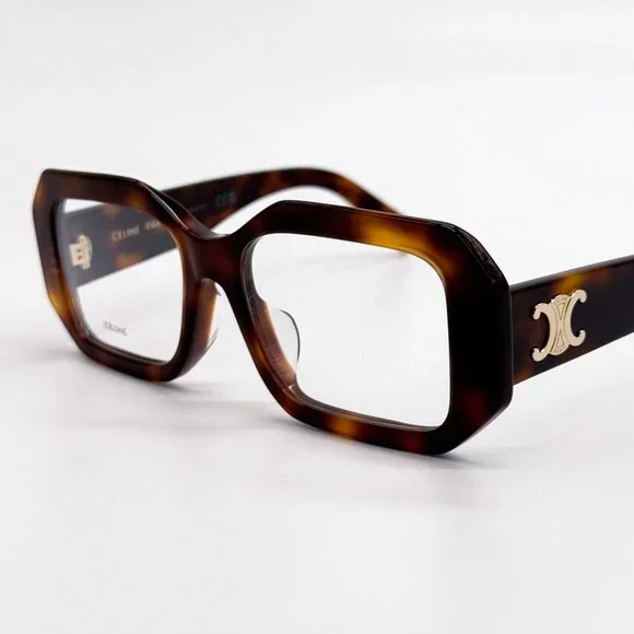 NEW CL50155I 053, CELINE GEOMETRIC HAVANA BROWN EYEGLASSES CELINE