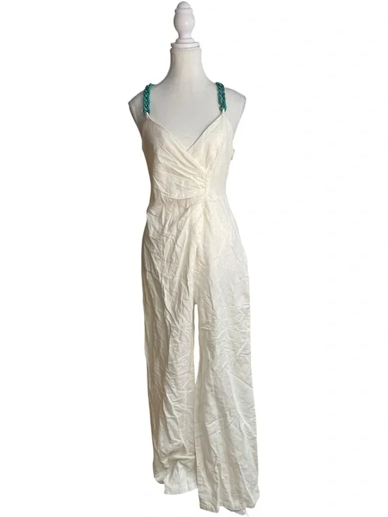 Zara Linen Jumpsuit with Chain White