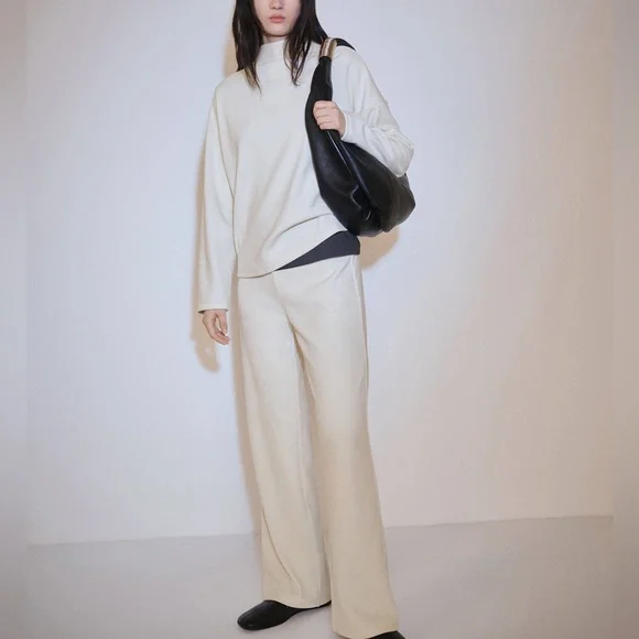 Mango MNG - 2 piece set ivory off white sweater and pants