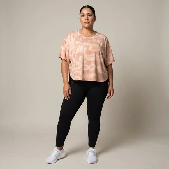 Adidas x 11 Honore Womens 2X Training Tee Ambient Blush Tie Dye Shirt HI5660 NEW