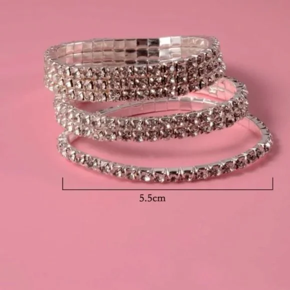 3pcs Rhinestone Decor Bracelet For Women Fashion WeddingGift Engagement …