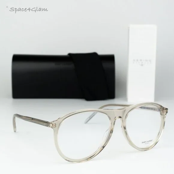 Saint Laurent Women Eyeglasses Trans Beige Demo Pilot SL667OPT 003 BRAND NEW