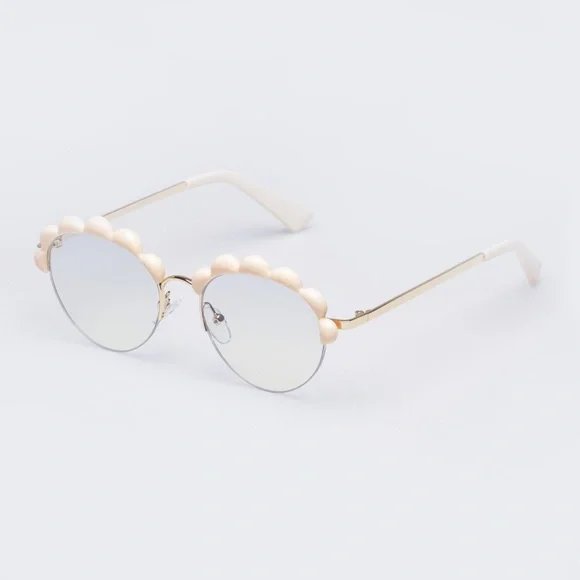 NEW The Book Club Shady Flattering's A Cover Blue Light Glasses Ivory