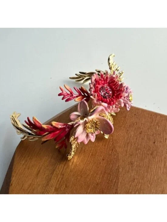 LES NEREIDES Anthropologie Hand Enameled Floral BRACELET