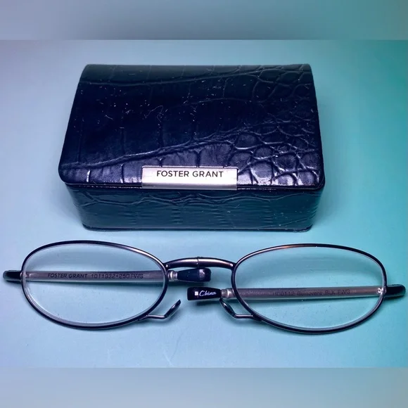 Foster Grant Oval Gunmetal Frames ONLY+ Case‎ Unisex Retro Style