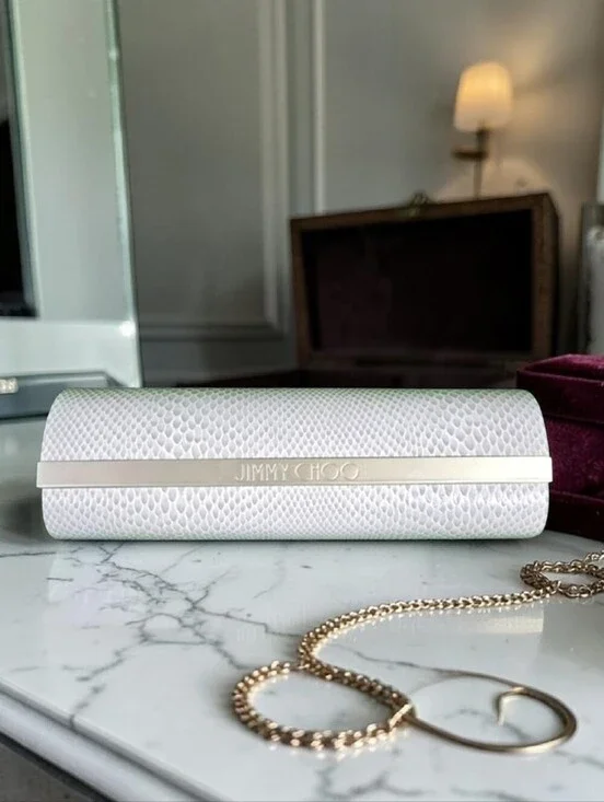 JIMMY CHOO | IVORY SNAKESKIN PATTERN EYEGLASSES HARDCASE