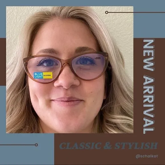 💼Fashion Readers, Plastic Frame Tan/Clear Frames, Neutral, Cat Eye