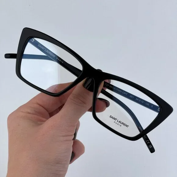 Saint Laurent SL737 Mica Thin OPT 001 BRAND NEW Eyeglasses Black Cat Eye Unisex