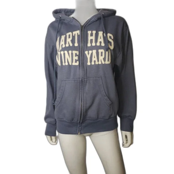 MV SPORT Marthas Vineyard Blue Hoodie Oversized Sweatshirt Womens Size Small