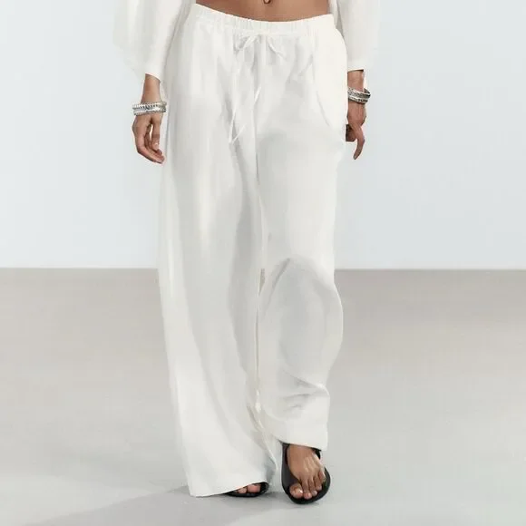 ZARA LINEN PALAZZO PANTS NEW