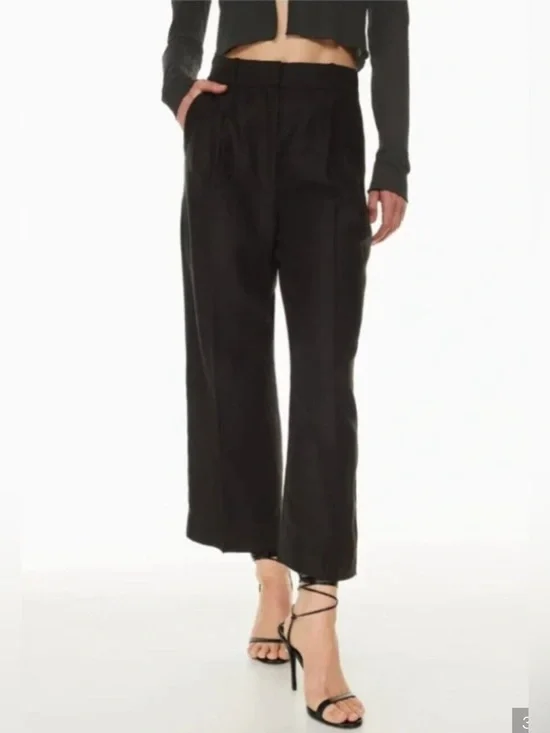 Aritzia Wilfred Effortless Cropped Wide-Leg Linen Pants Black 2
