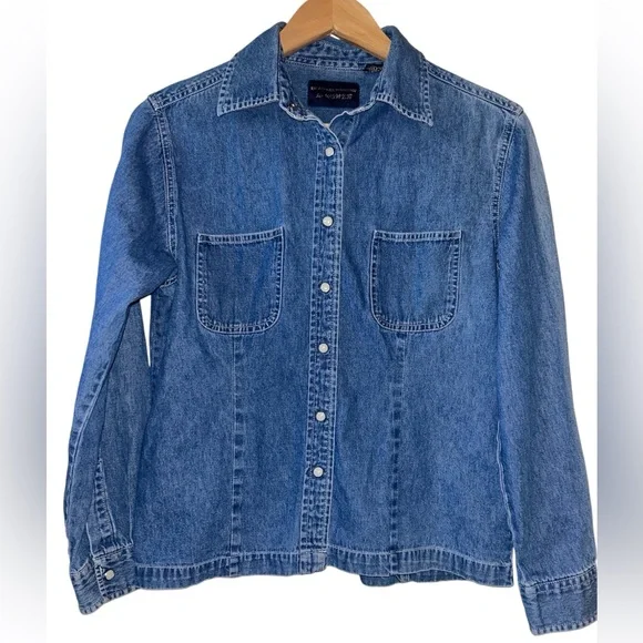 Denim Shirt Western Core Snap Button 100% Cotton Women’s Small